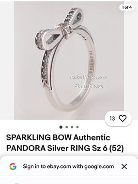 PANDORA Sparkling Bow Sterling Silver Ring - Silver